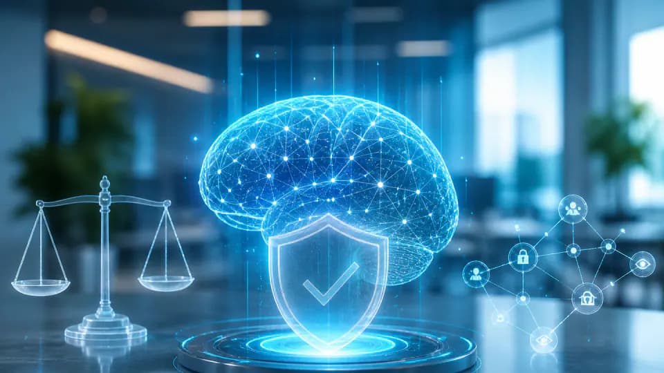 Données et contrôles de sécurité illustrant des usages responsables de l’intelligence artificielle.