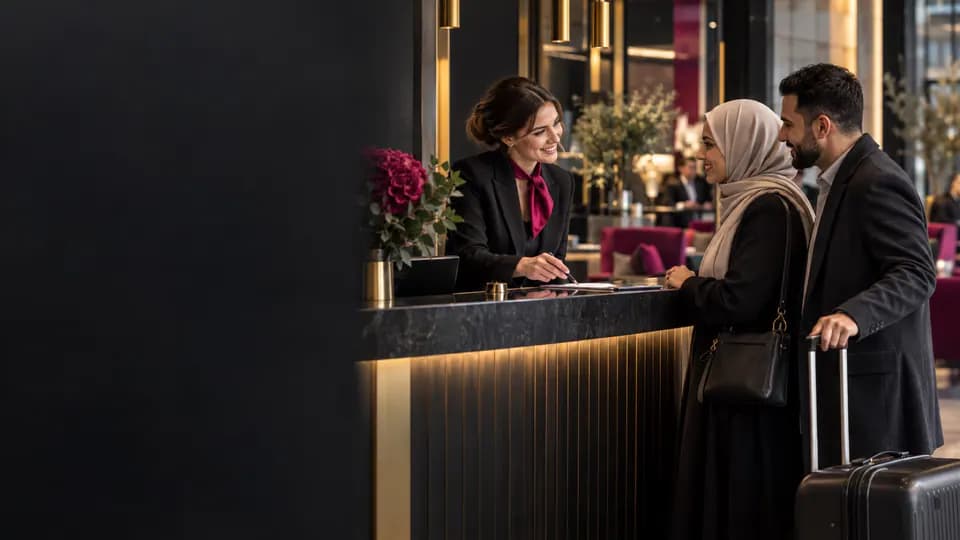 Professionnelle accueillant et renseignant une clientèle arabophone.