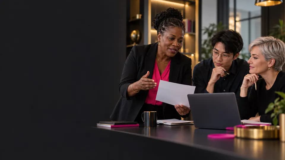 Équipe travaillant en espagnol sur des documents et des situations professionnelles.