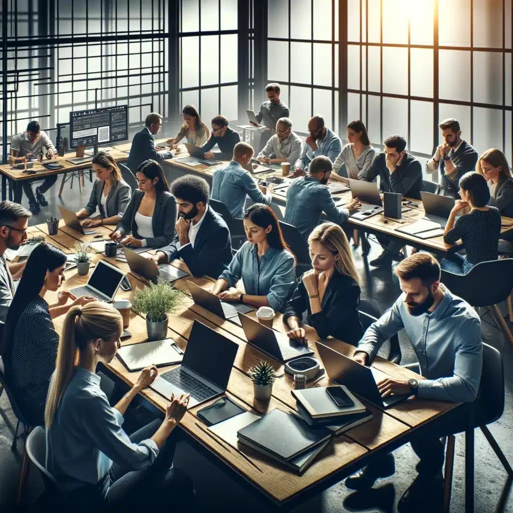 cette image capture l'esprit de collaboration, d'innovation et l'engagement envers l'excellence dans un environnement de travail moderne.