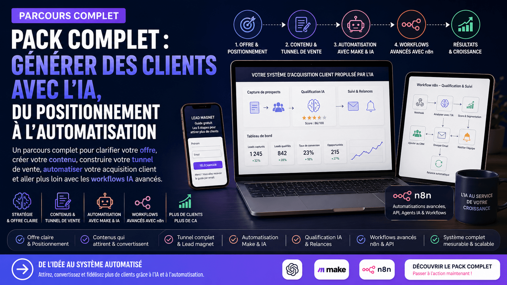 Pack complet : générer des clients avec l’IA, du positionnement à l’automatisation