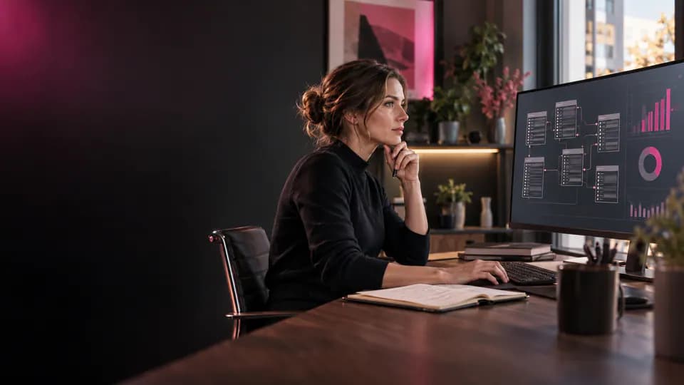 Formation – Formation SQL pour l’analyse de données : interroger, croiser, expliquer – Présentation Analyste examinant des relations entre tables et des graphiques sur un grand écran.