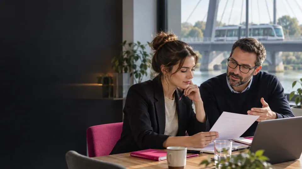 Formation – Allemand pour le travail frontalier : préparez vos échanges Strasbourg–Ortenau – Présentation Salarié frontalier préparant ses échanges professionnels en allemand entre Strasbourg et l’Ortenau.