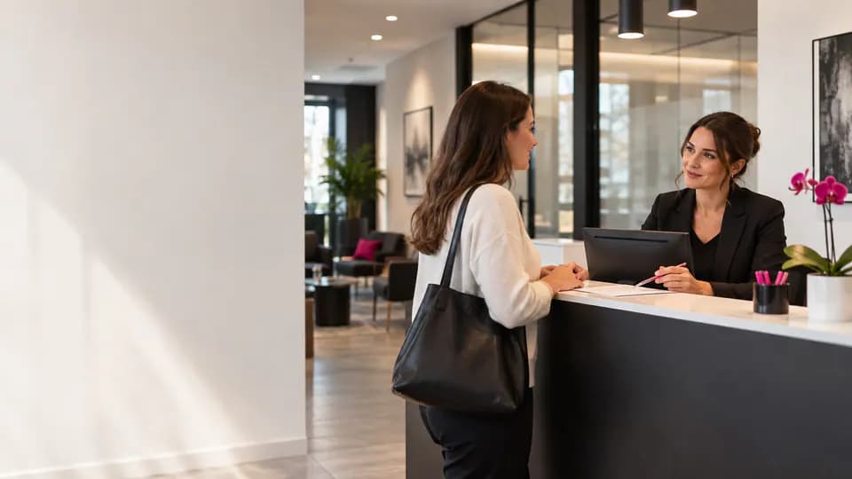 Formation – Formation anglais de l’accueil médical : accueillir les patients anglophones au téléphone et sur place – Présentation Professionnelle de l’accueil médical échangeant en anglais avec une patiente.