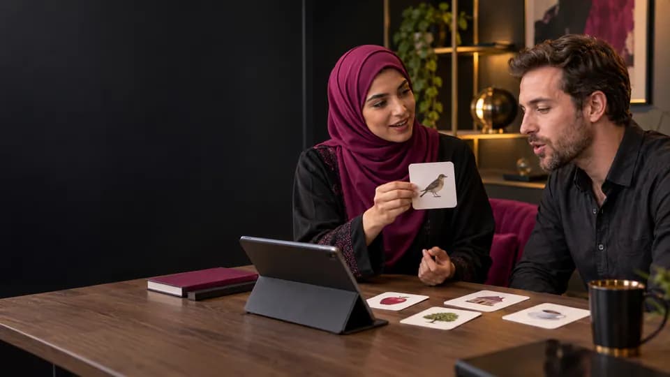 Formation – Arabe débutant : lire, écrire et interagir sans se disperser – Présentation Adulte débutant apprenant l’alphabet, la lecture et l’écriture en arabe.