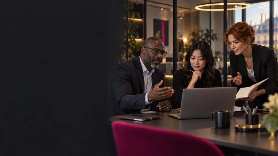 Formation – Italien professionnel : rendre les équipes autonomes sur leurs tâches – Présentation Équipe travaillant en italien sur un document et des échanges professionnels.