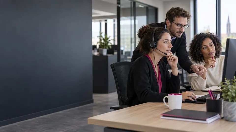 Formation – Portugais relation client : comprendre, cadrer et suivre sans ambiguïté – Présentation Conseillère traitant une demande client en portugais.