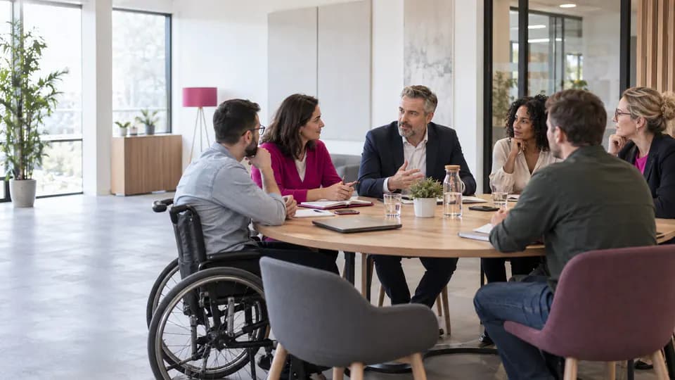 Formation – CSE 11–49 salariés : exercer son mandat avec méthode au quotidien – Présentation Élus d’un CSE de petite entreprise préparant les réclamations et le suivi du mandat.