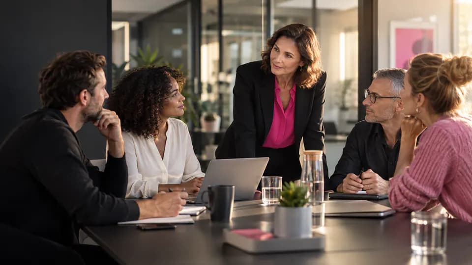 Formation – Formation référent harcèlement sexuel et agissements sexistes : tenir son rôle avec méthode – Présentation Professionnels discutant d’un dispositif de prévention et d’orientation avec une facilitatrice.