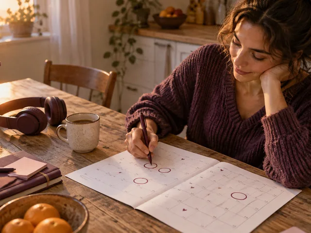 Image générée : une adulte choisit trois créneaux de pratique sur un calendrier de deux semaines, avec un casque audio posé sur la table.