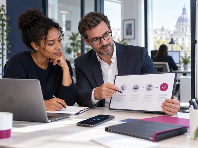 Salariée et responsable analysant ensemble une situation de communication professionnelle dans un bureau.