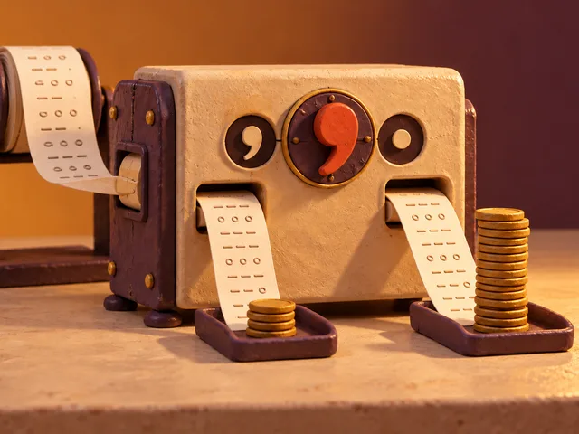 Maquette en céramique d’une machine qui dirige un même montant vers deux piles différentes selon un sélecteur virgule ou point.